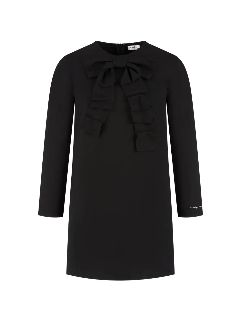 Il Gufo bow-detail ruffled dress - Nero