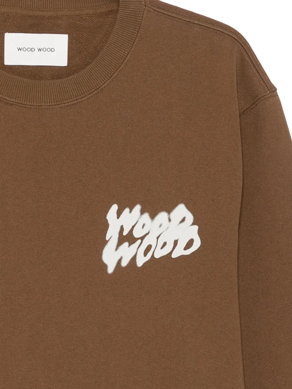 Wood Trui met logoprint Bruin
