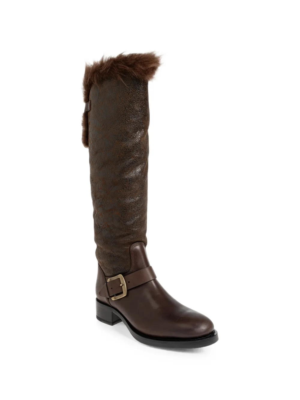 DSQUARED2 buckle-detail faux-fur boots Bruin
