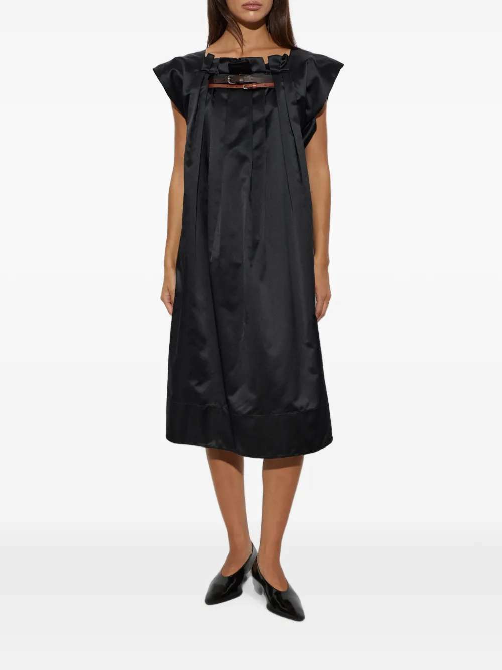 Marni Geplooide midi-jurk met ceintuur Zwart