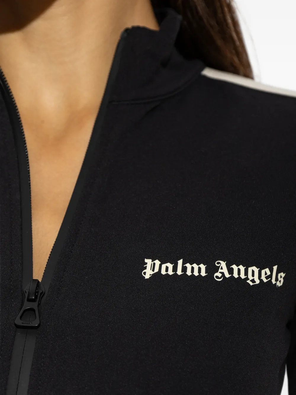 Palm Angels logo-print cropped sweatshirt Zwart