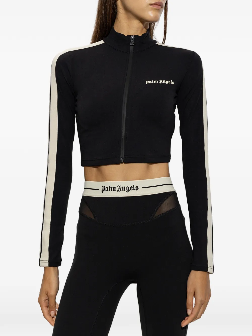 Palm Angels logo-print cropped sweatshirt Zwart