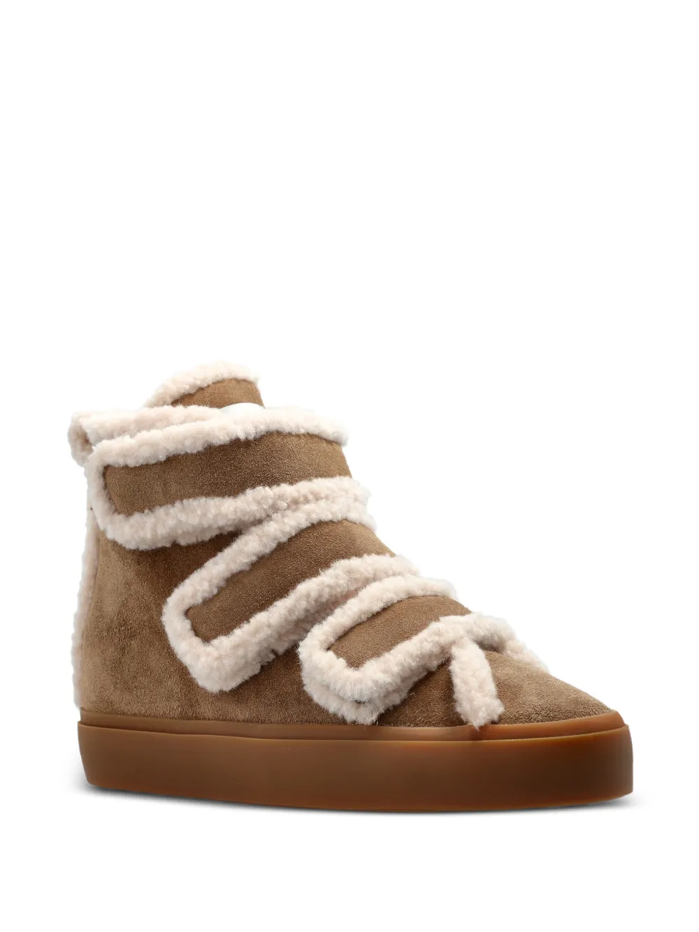 Inuikii Lammy sneakers met klittenband en sleehak Bruin