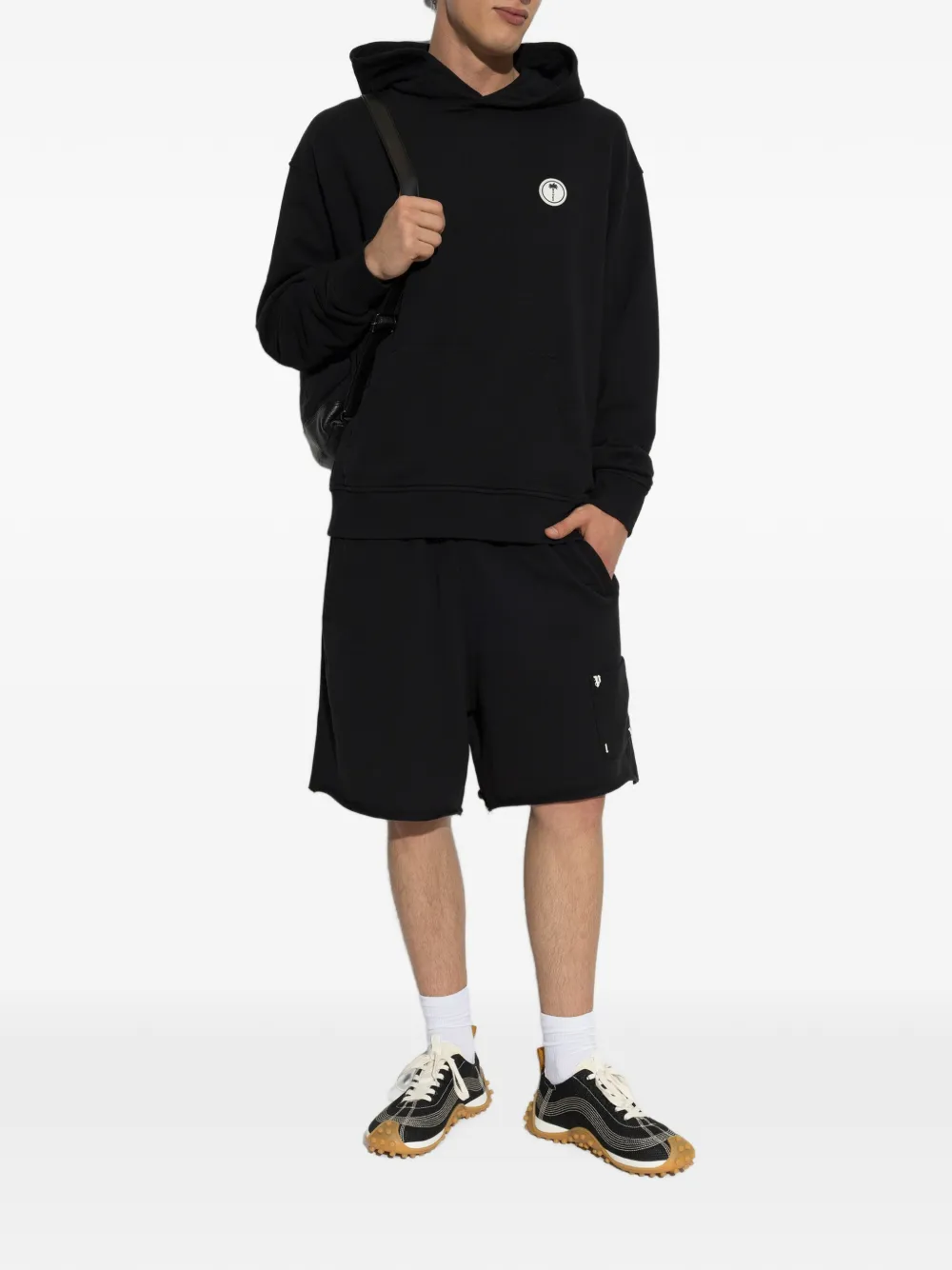 Palm Angels Shorts met logopatch en trekkoord Zwart