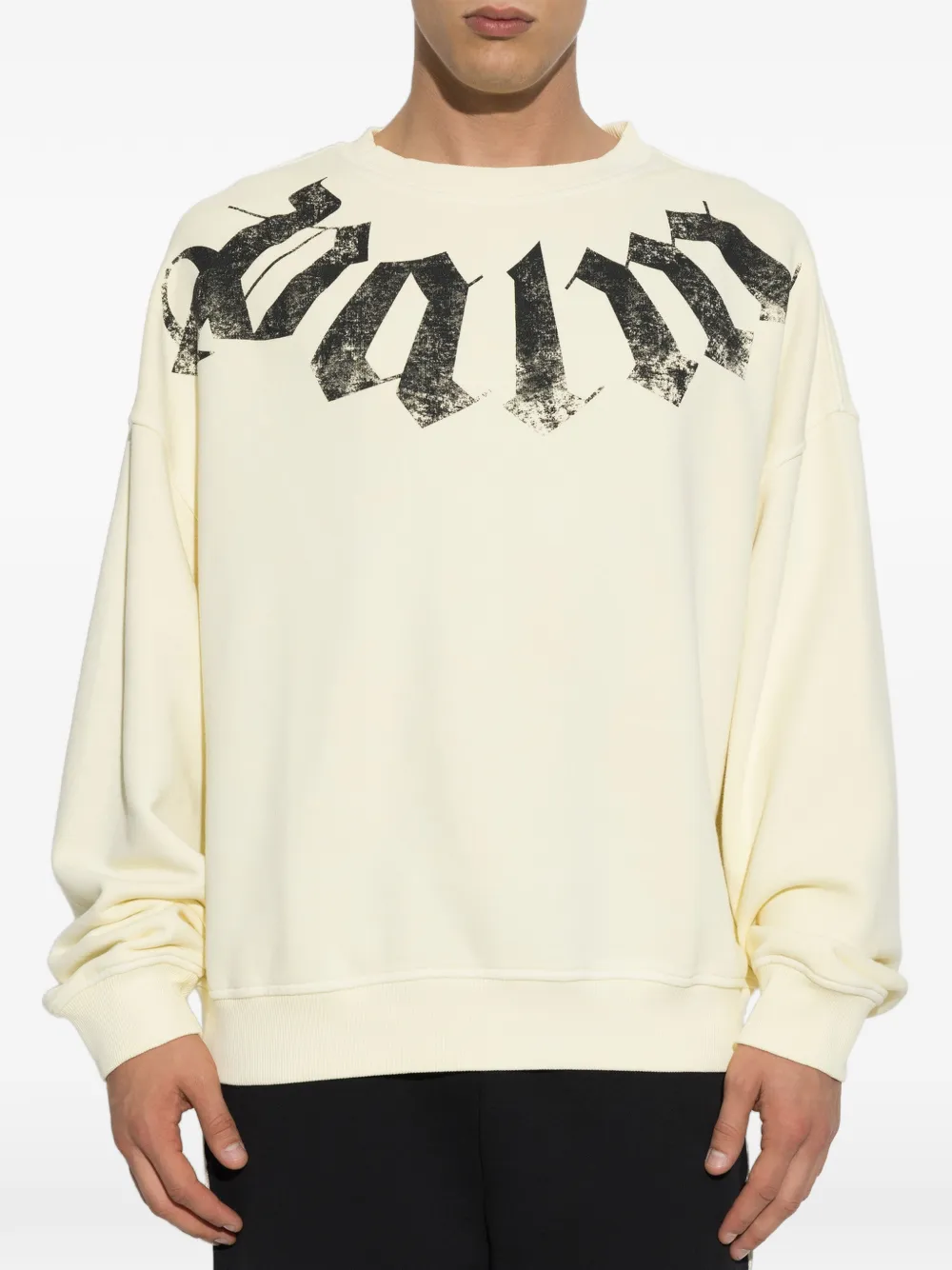 Palm Angels logo-print cotton sweatshirt Geel