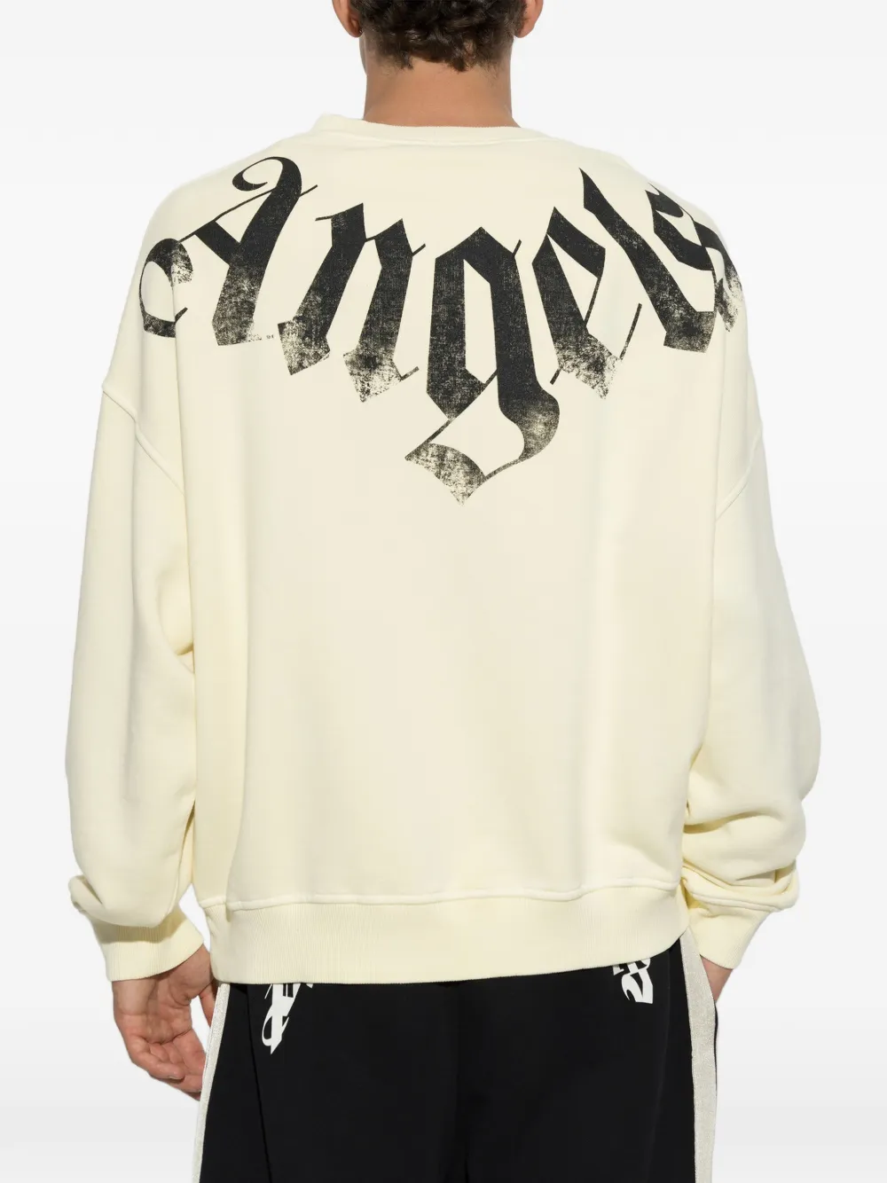 Palm Angels logo-print cotton sweatshirt Geel