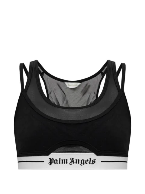 Palm Angels logo-tape layered sports bra