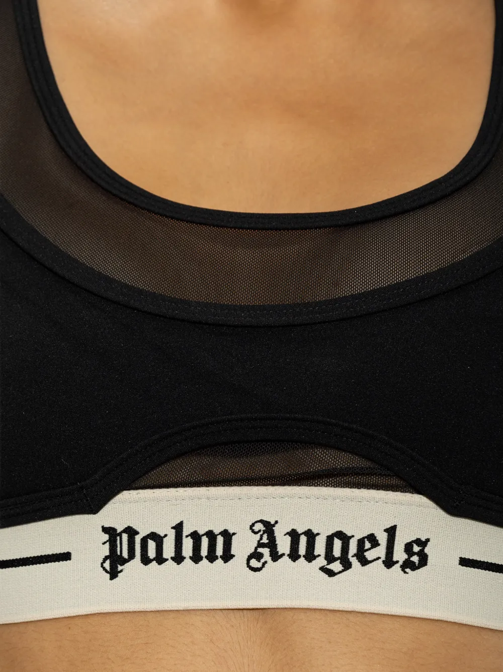 Palm Angels Gelaagde sport-bh met logoband Zwart