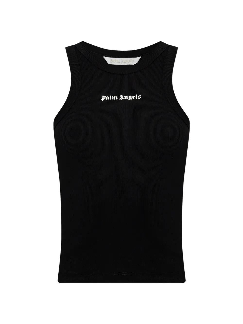 Palm Angels logo-print ribbed top - Nero