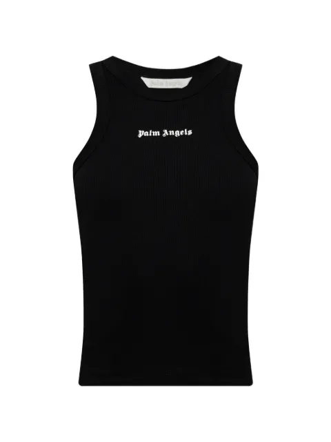 Palm Angels logo-print ribbed top