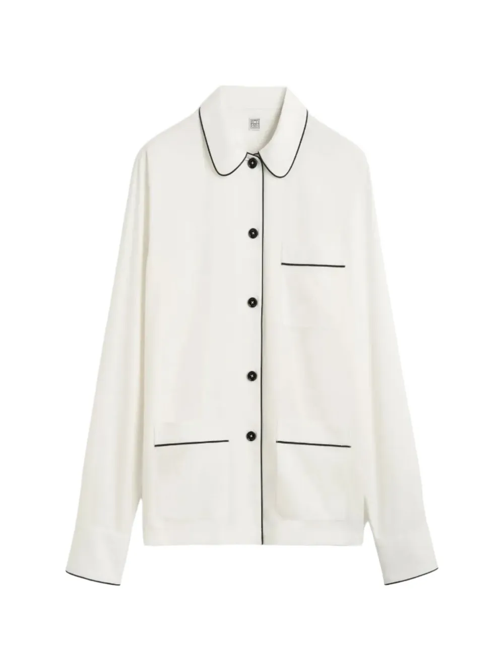 TOTEME piped-trim silk shirt - Bianco