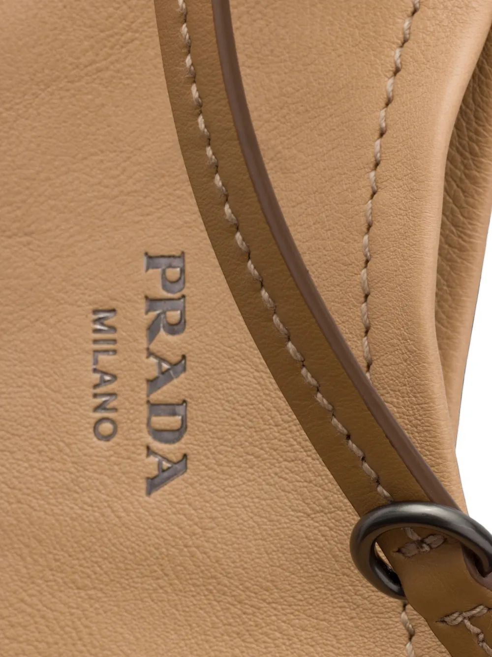 Prada Grote Route leren tas Beige