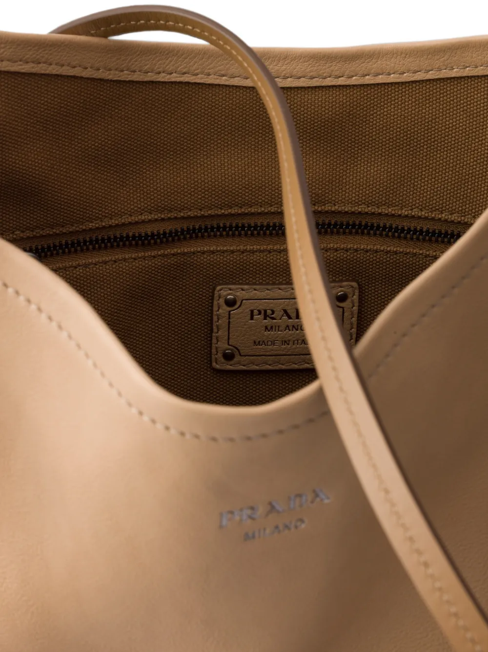Prada Grote Route leren tas Beige