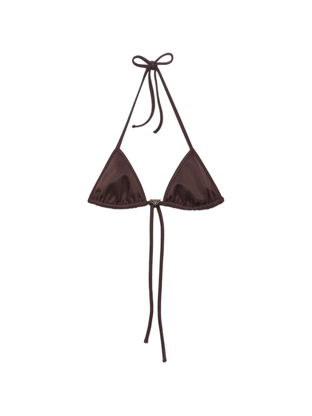 Prada Interlock fabric triangle bikini top - Marrone