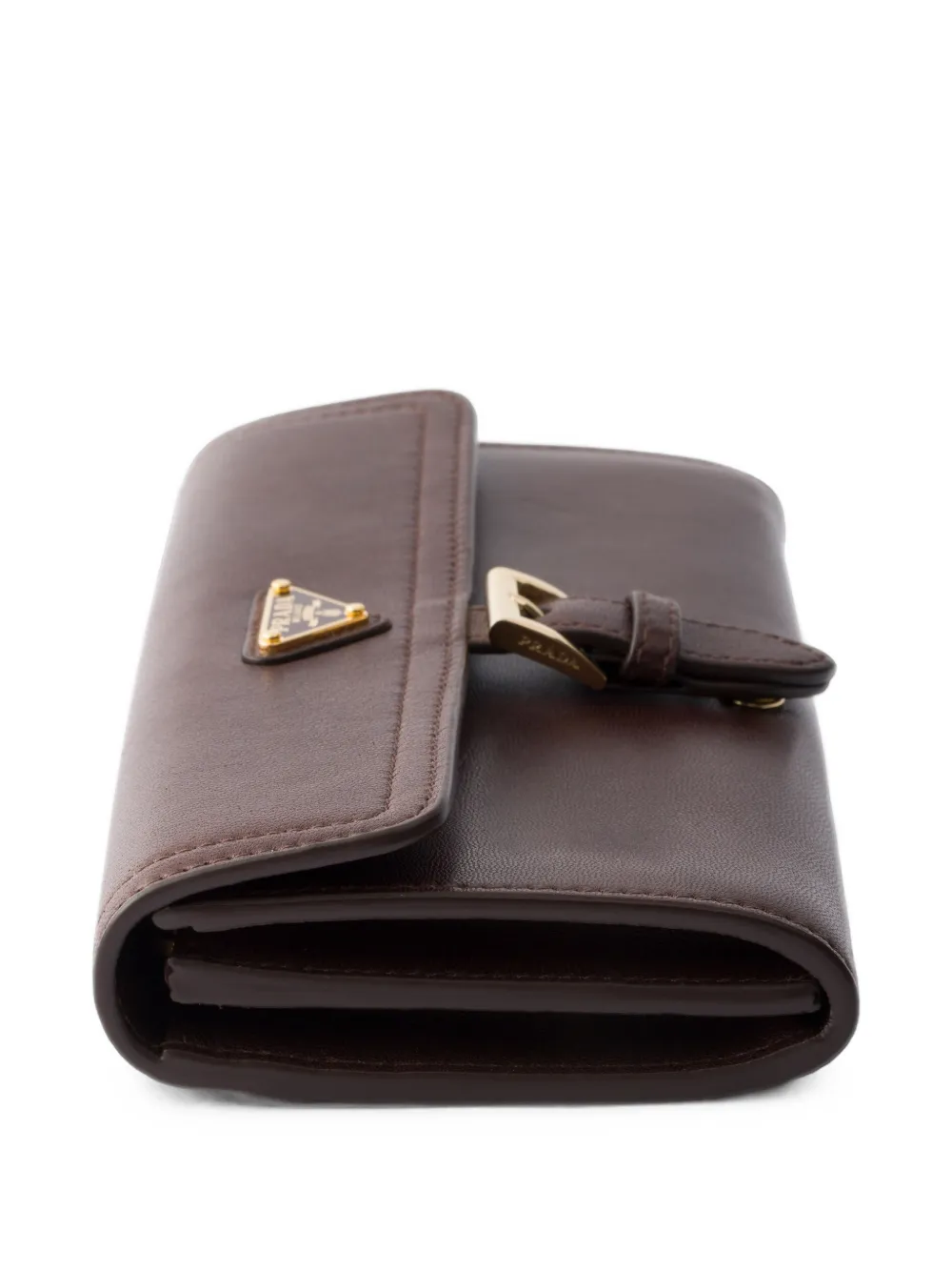 Prada Grote nappaleren portemonnee Bruin