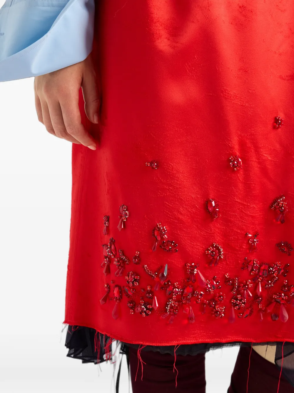 Prada Satijnen rok met borduurwerk Rood