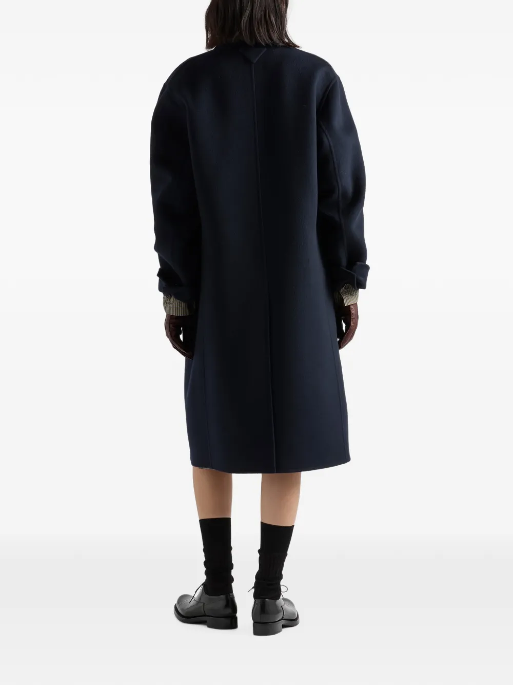 Prada Kasjmier wollen jas met dubbele rij knopen Blauw
