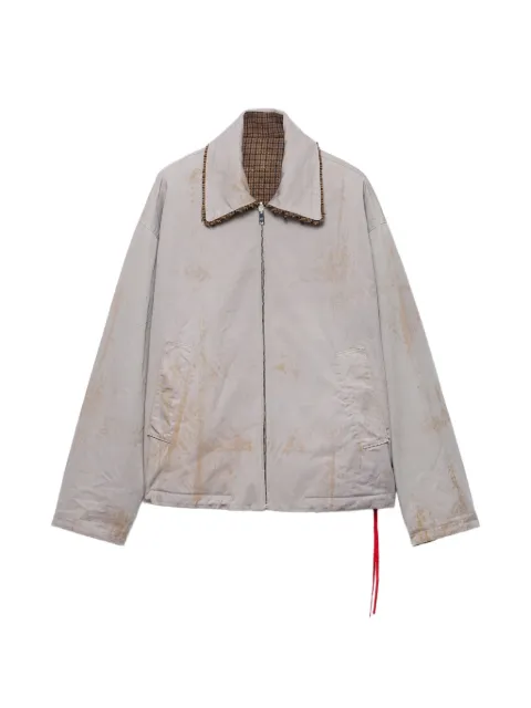 Prada Reversible antiqued twill and houndstooth check blouson jacket
