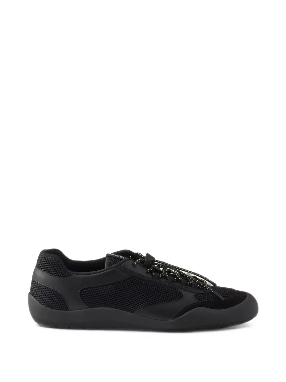 Prada Speedrock leather and mesh fabric sneakers - Nero