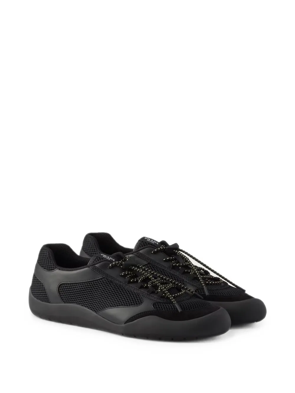 Prada Speedrock leather and mesh fabric sneakers Zwart