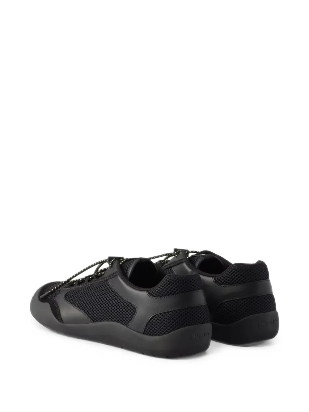 Prada Speedrock leather and mesh fabric sneakers Zwart
