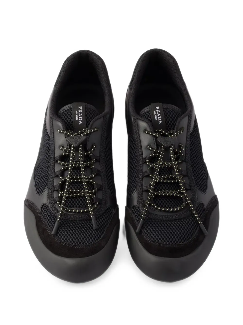 Prada Speedrock leather and mesh fabric sneakers Zwart