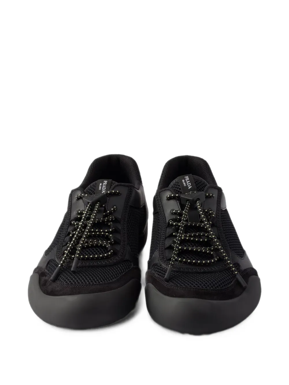 Prada Speedrock leather and mesh fabric sneakers Zwart