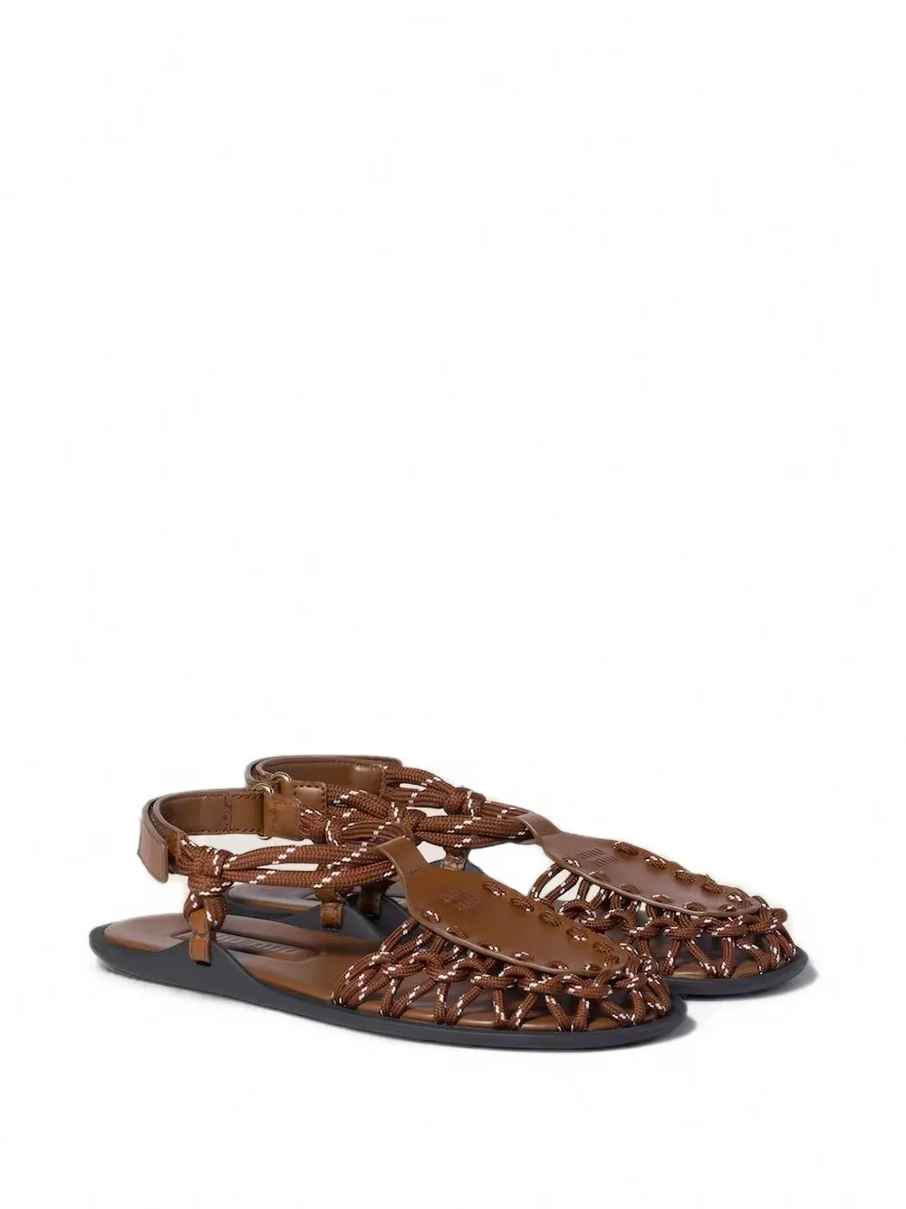 Miu Leren sandalen met koord Bruin