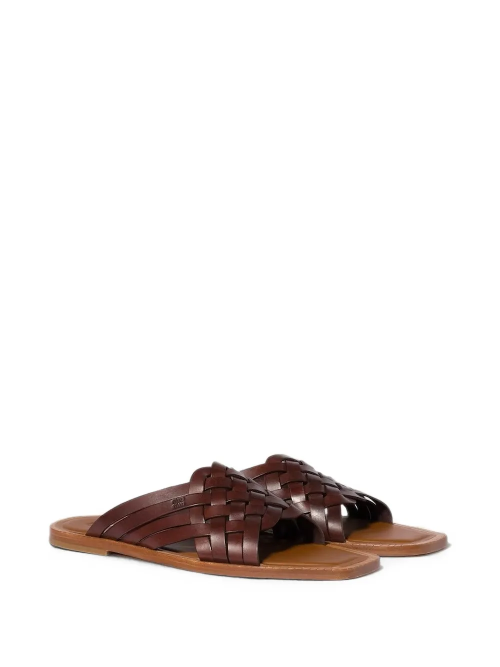 Miu woven leather sandals Bruin