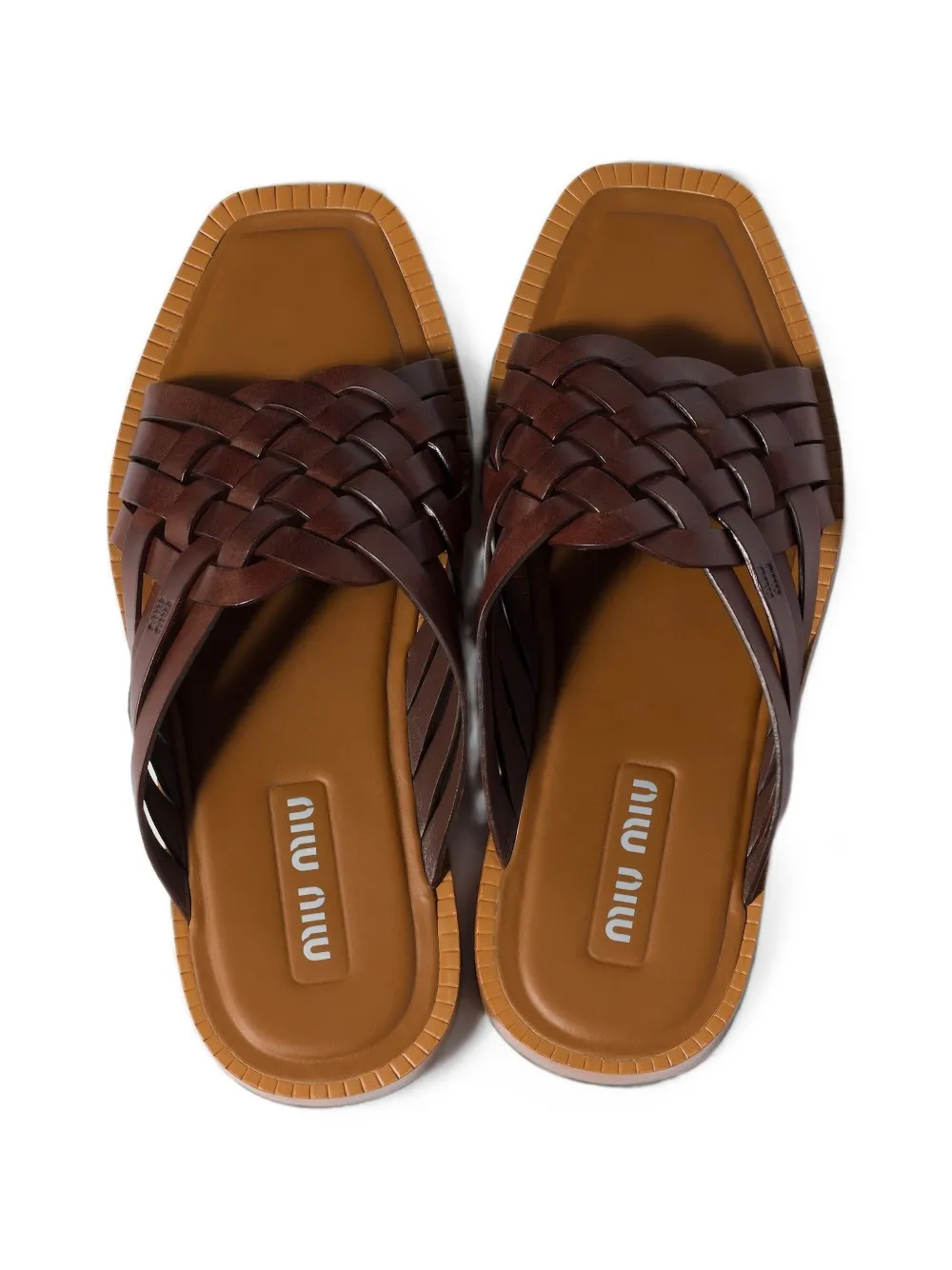 Miu woven leather sandals Bruin