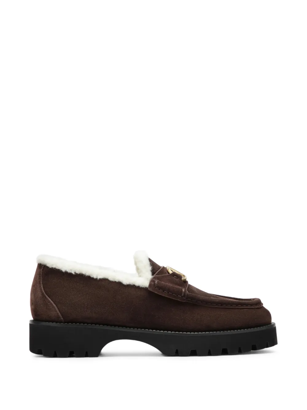 Valentino Garavani VLogo shearling-lined loafers - Marrone