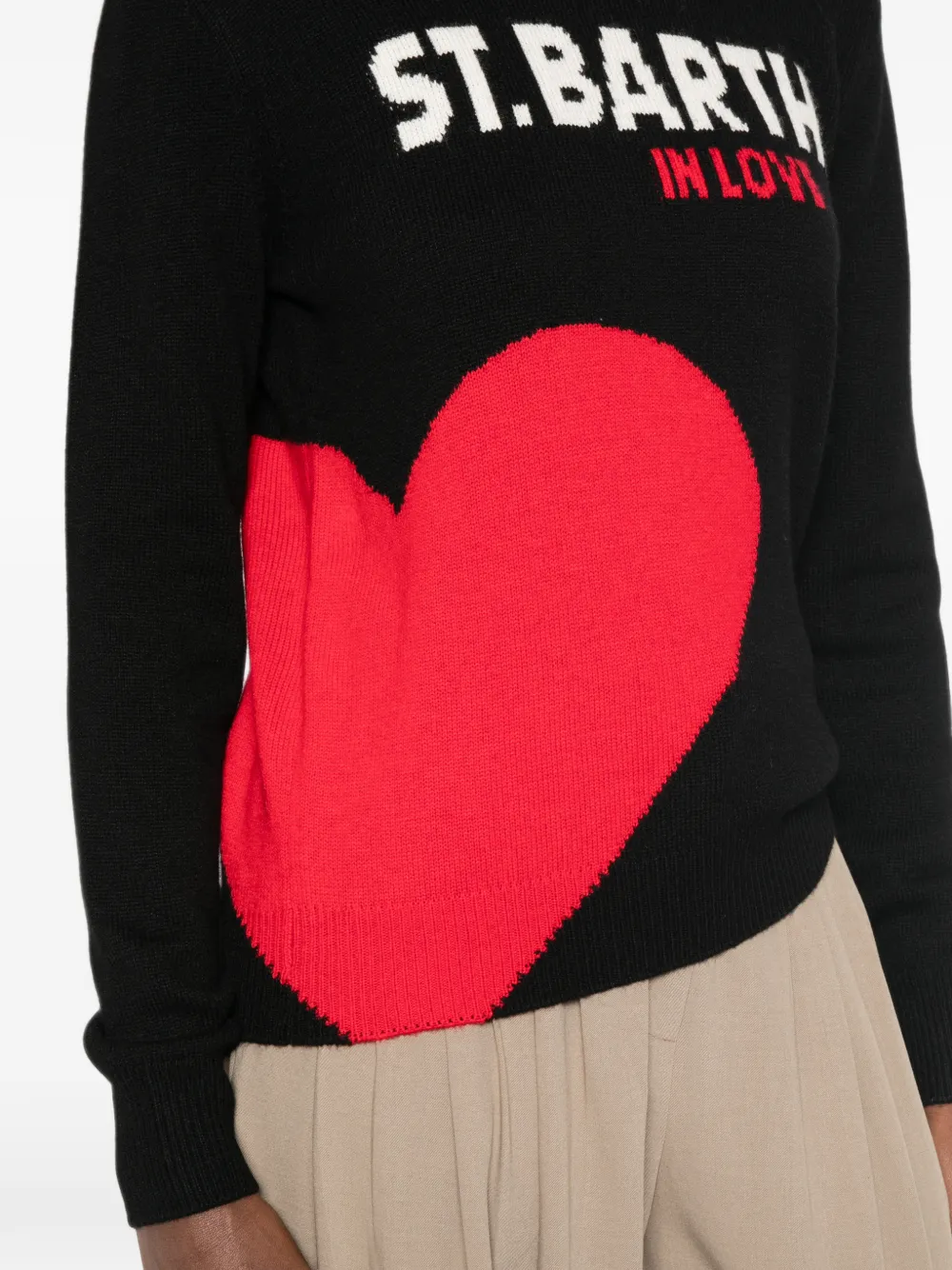 MC2 Saint Barth Trui met hart-intarsia Zwart