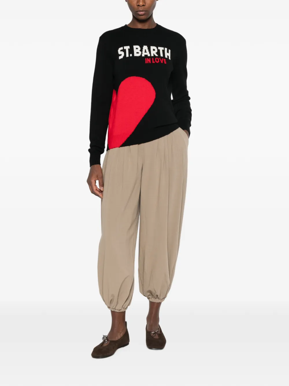 MC2 Saint Barth Trui met hart-intarsia Zwart