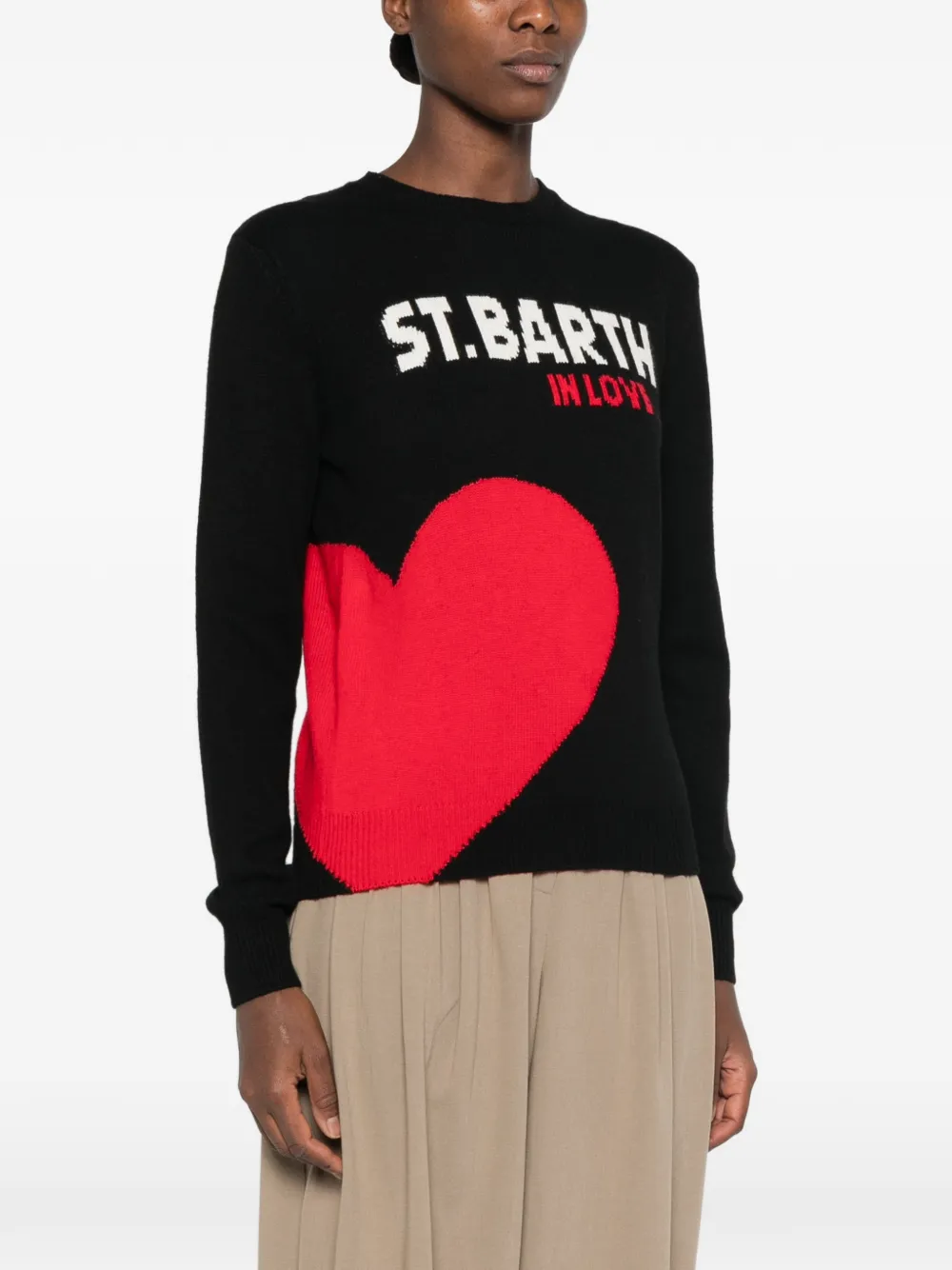MC2 Saint Barth Trui met hart-intarsia Zwart