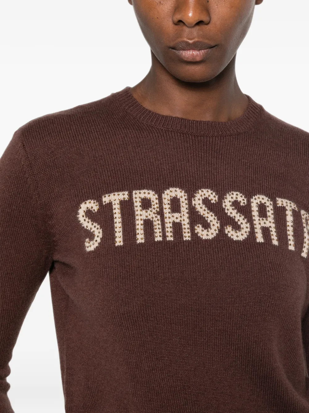 MC2 Saint Barth Wollen sweater verfraaid met kristallen Bruin