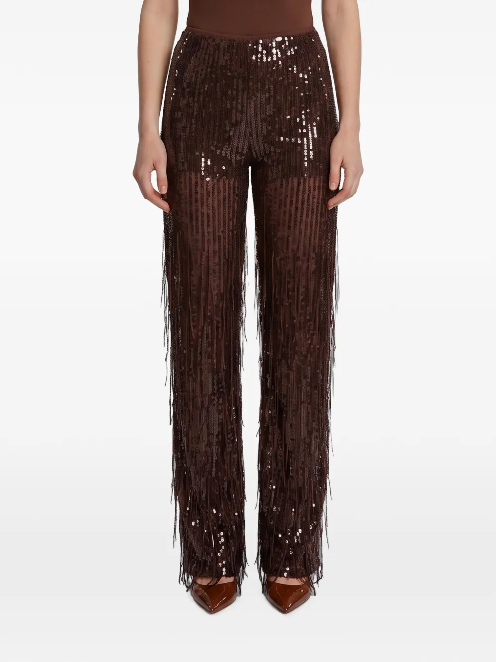 Federica Tosi sequin-embellished high-waisted rousers - Braun