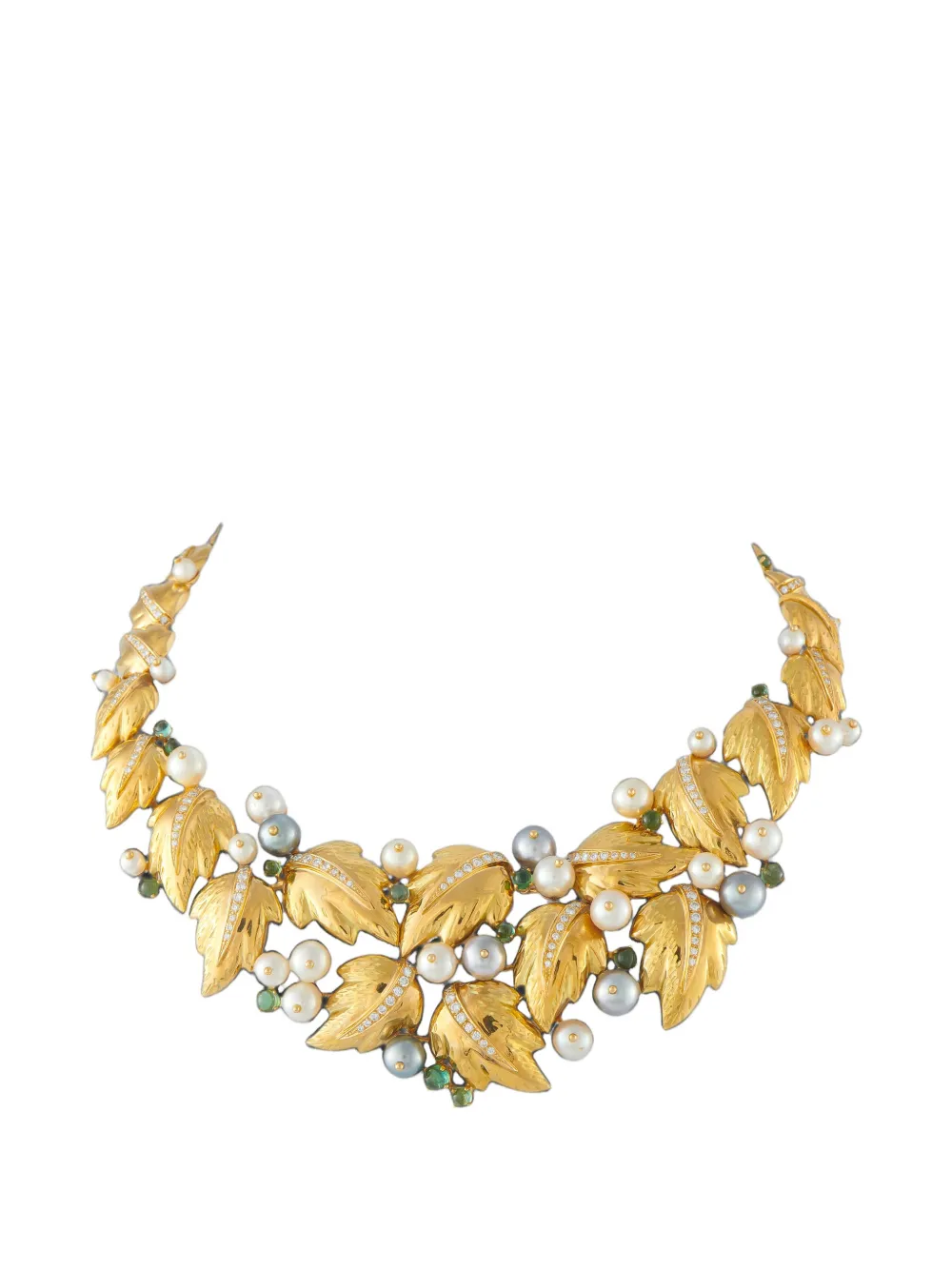 Chaumet Foliage diamond and pearl necklace - Gold