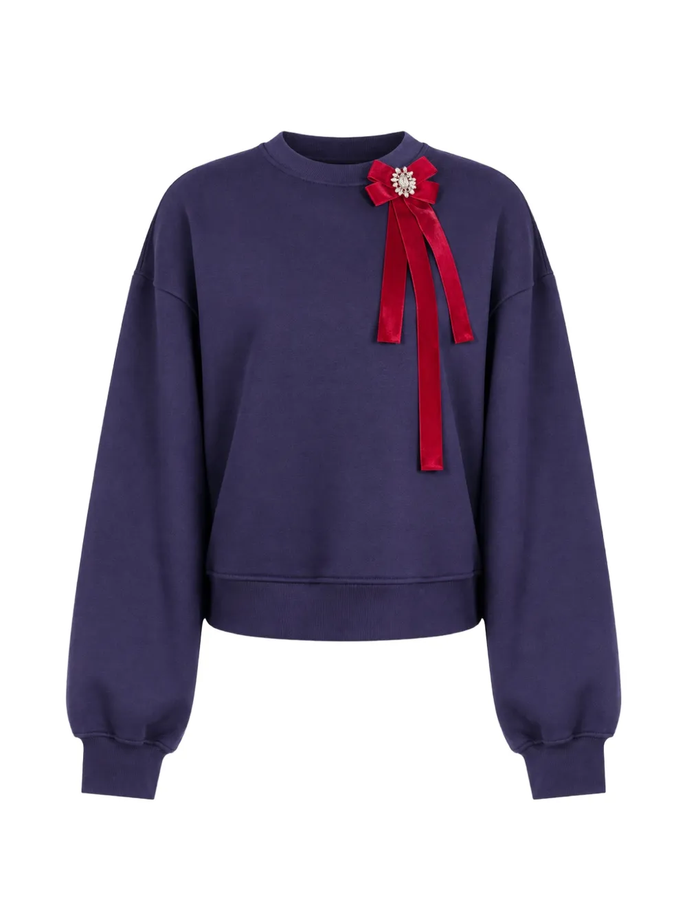KOSTUM Kristallverziertes Sweatshirt mit Schleife - Blau