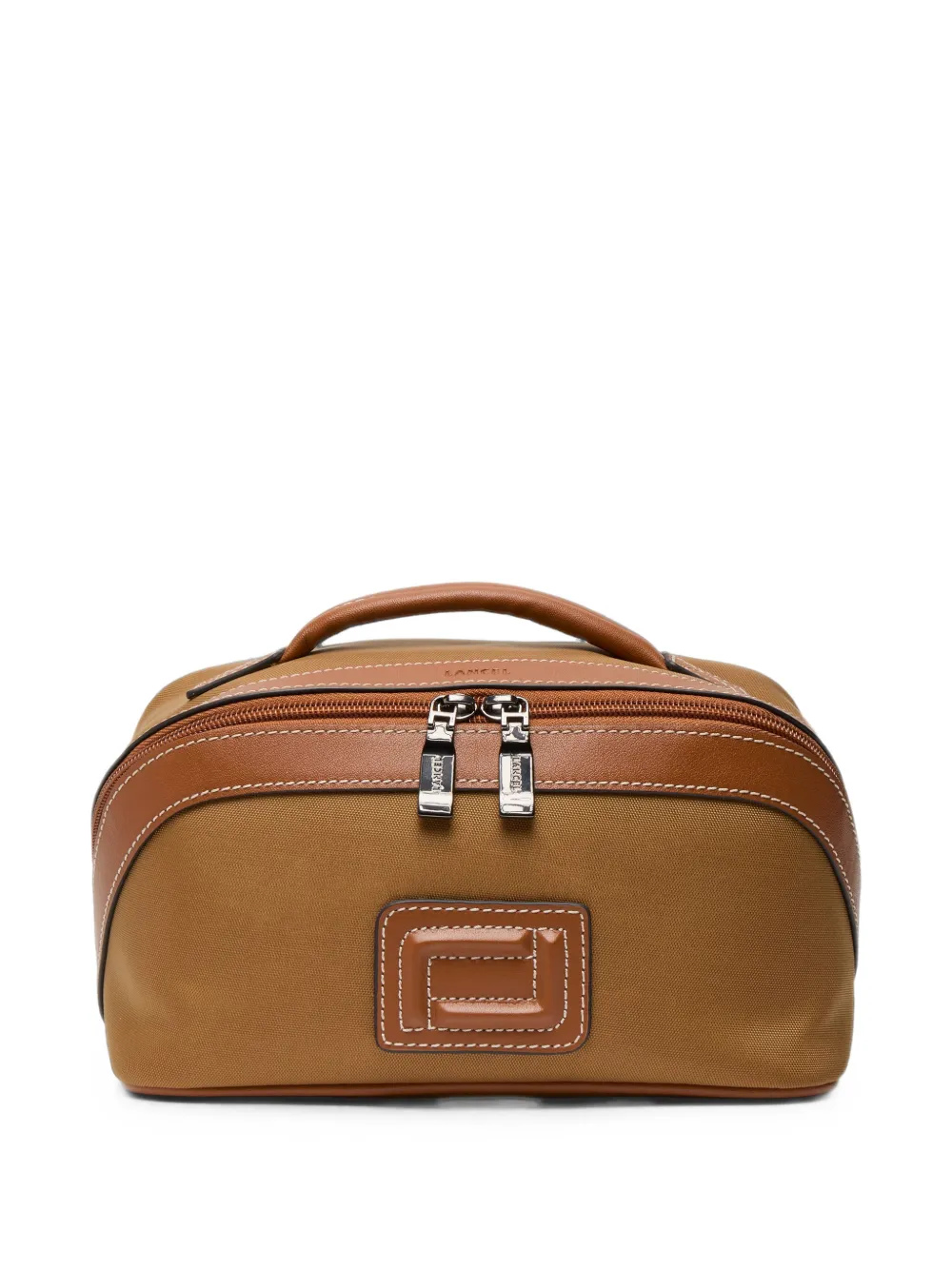 Lancel Mistral leather-trim canvas wash bag - Braun
