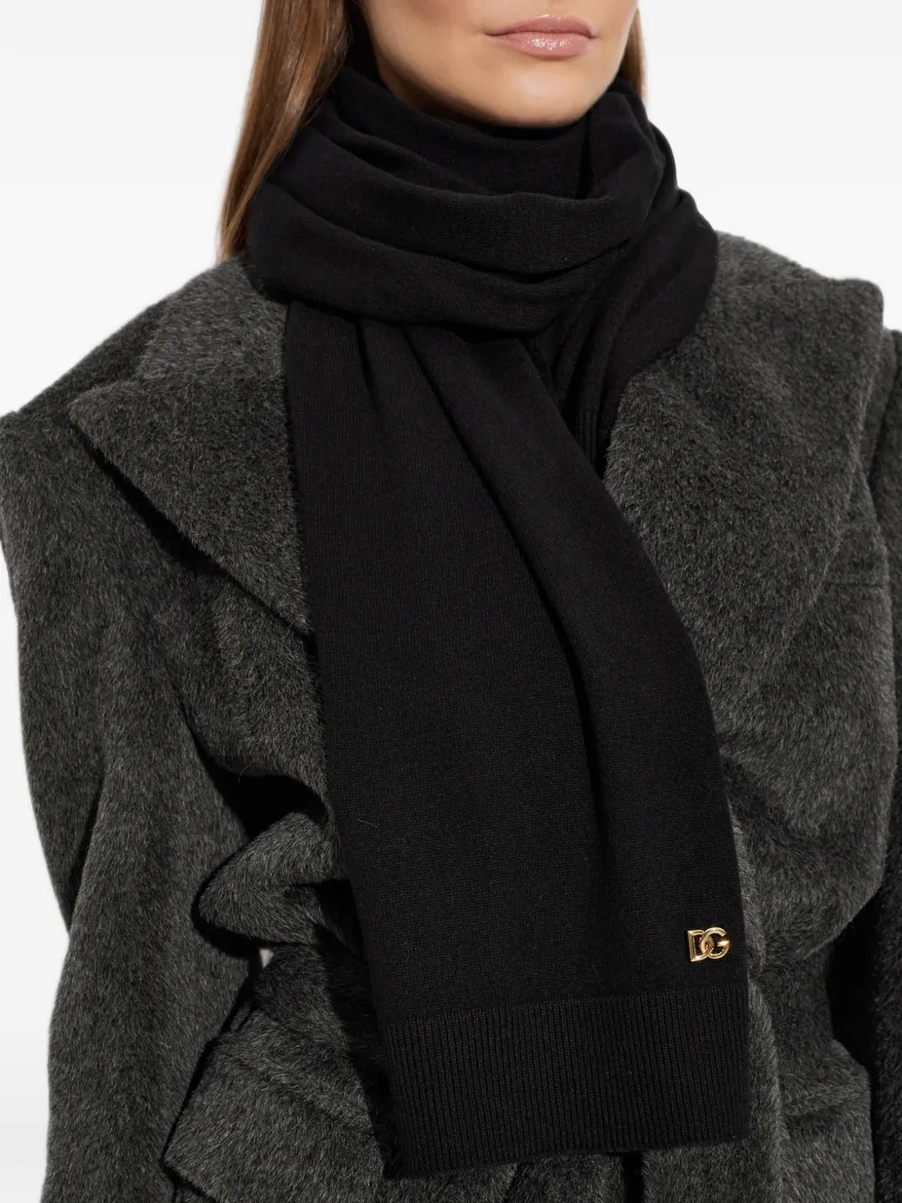 Dolce & Gabbana Kasjmier sjaal met DG-logo Zwart