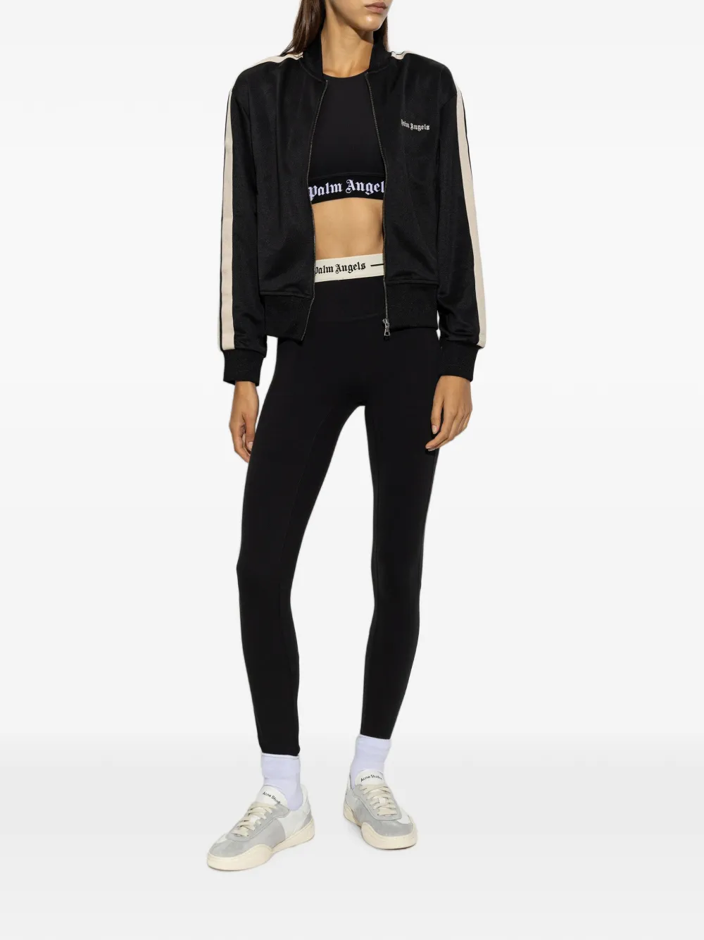 Palm Angels embroidered logo side-stripe sweatshirt Zwart
