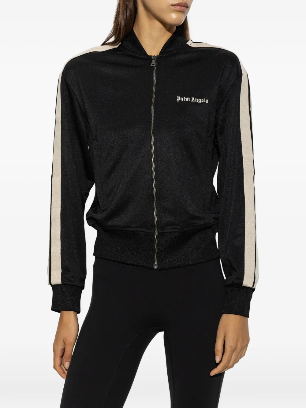 Palm Angels embroidered logo side-stripe sweatshirt Zwart