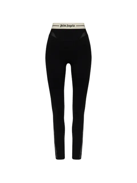 Palm Angels logo-waistband mesh-panel leggings