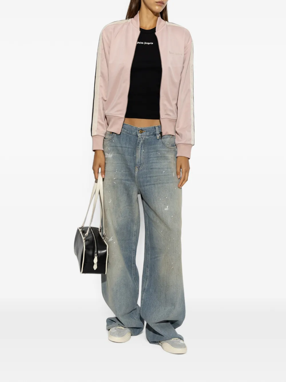 Palm Angels Sweater met geborduurd logo en rits Roze
