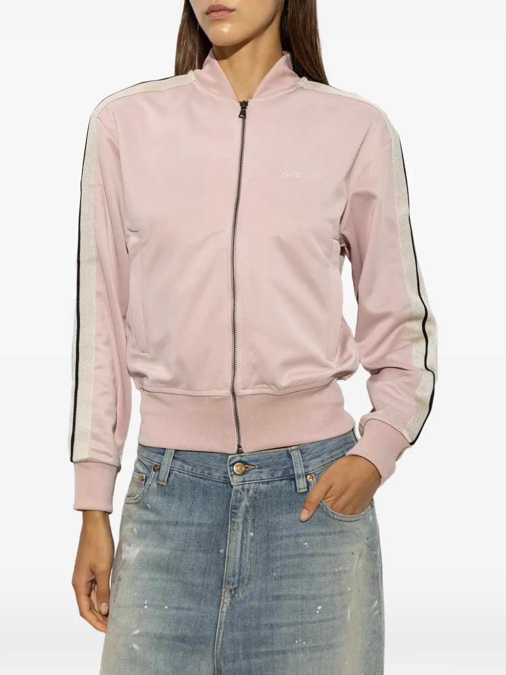 Palm Angels Sweater met geborduurd logo en rits Roze