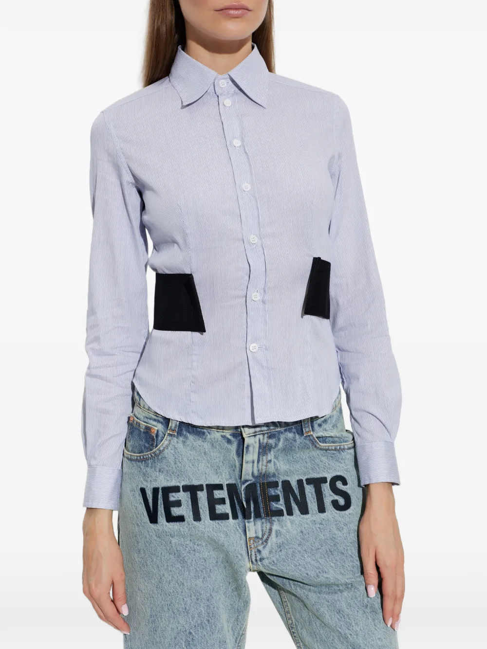 VETEMENTS Gestreept blouse met tailleband Blauw