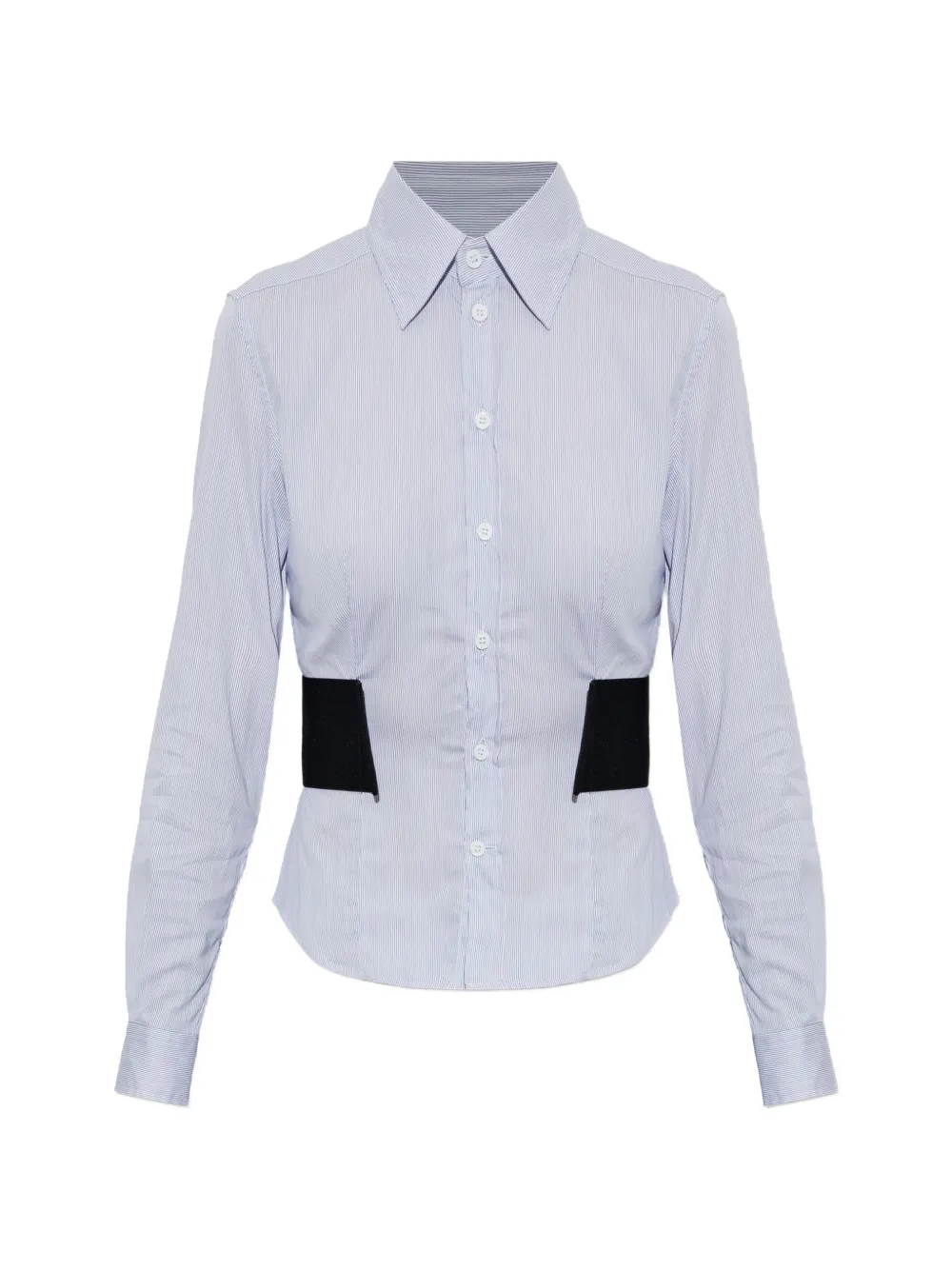 VETEMENTS striped waist-belt shirt - Blau