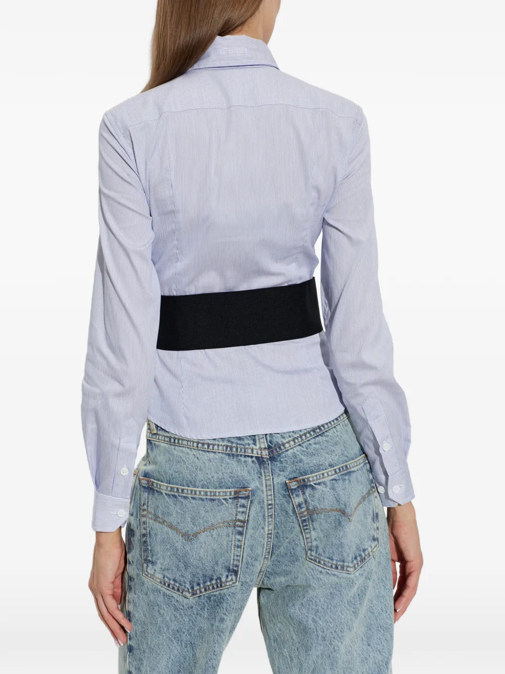 VETEMENTS Gestreept blouse met tailleband Blauw