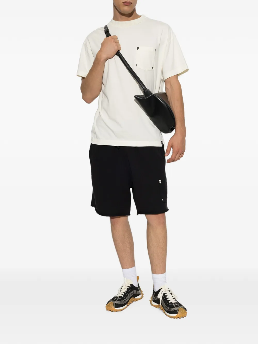 Palm Angels logo-print pocket T-shirt Beige