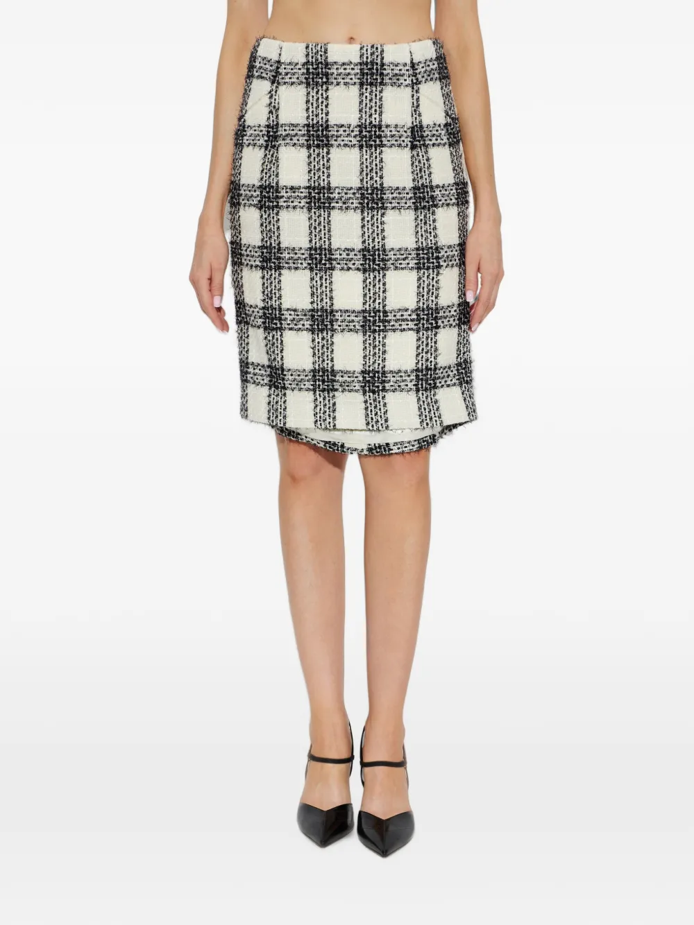 VETEMENTS Tweed midi-rok Zwart